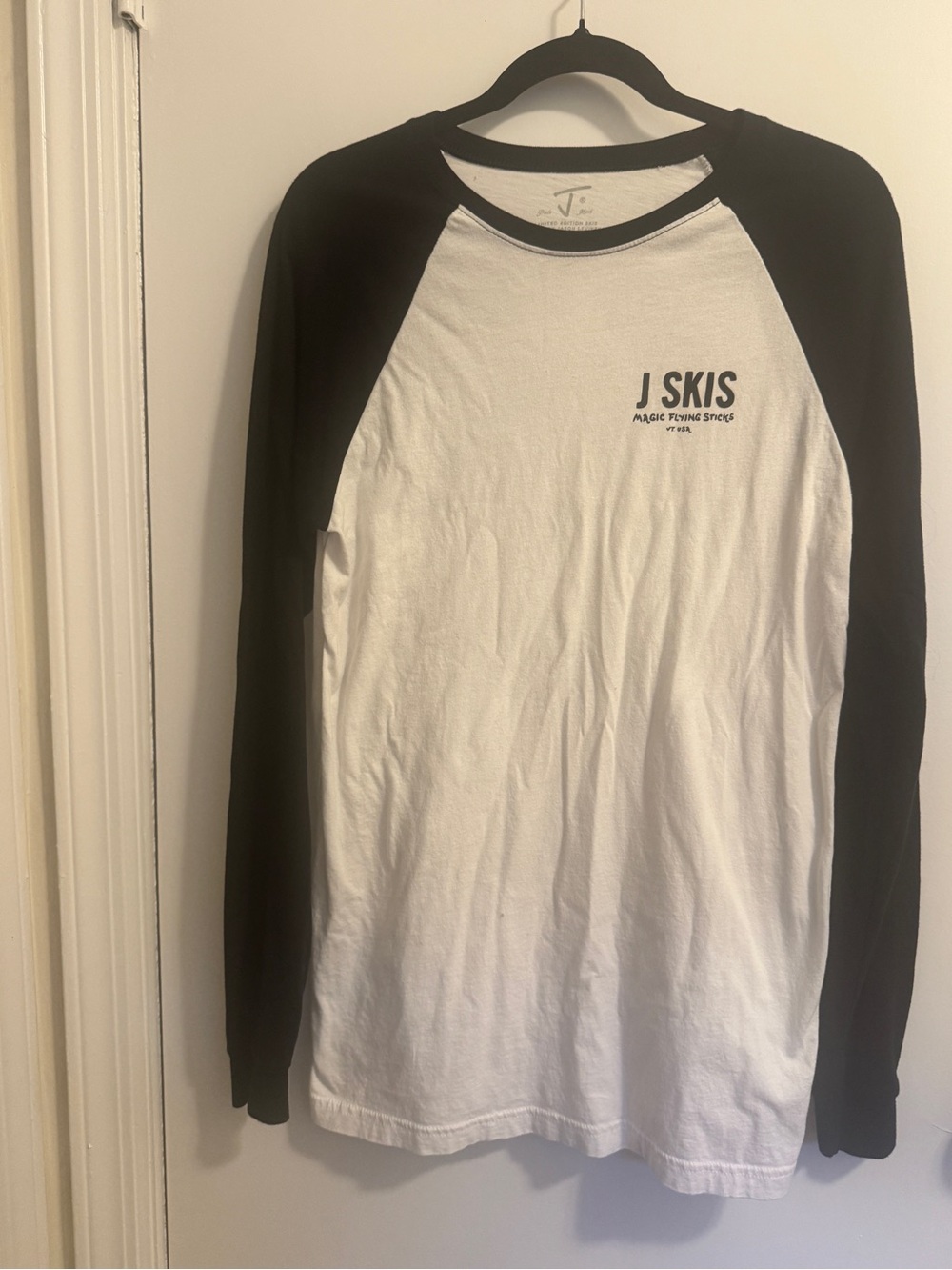 J Skis Black & White Long Sleeve Raglan Tee